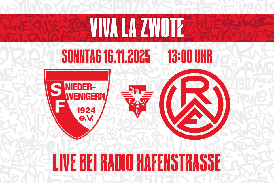 Spieltags Bild: SF Niederwenigern 2 gegen Rot-Weiss Essen 2 am Sonntag 16.11.2025 um 13 Uhr live bei Radio Hafenstrasse